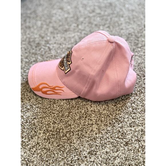 Pink Harley Davidson Womens Baseball Hat Cap Flames Adjustable Cotton - Picture 3 of 8